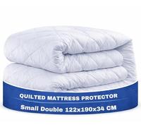 The Pure Thread Quilted Mattress Protector Small Double Bed 34cm Extra Deep - 100% Microfiber Quilted Small Double Mattress Protector Topper Size - Super Soft Bed Cover Guard (122 x 190 Cm)