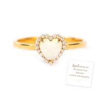 The Purest Love Matching Heart Opal Ring, 925 Sterling Silver Mother and Daughter Matching Love from Mom Heart Cubic Zirconia Ring, Opal Jewelry for Women