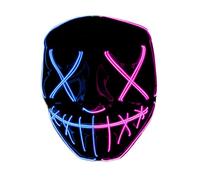 The Purge® LED Mask | American Nightmare Blue Double Face | Premium Quality | Rigid Plastic | 3 Flashing Modes | LED Mask | Cosplay | Halloween | Neon | 100% Horror | 100% Fun
