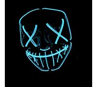 The Purge® LED Mask | American Nightmare Blue | Premium Quality | Rigid Plastic | 3 Flashing Modes | LED Mask | Cosplay | Halloween | Neon | 100% Horror | 100% Fun