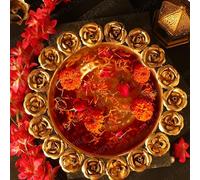 The Purple Tree Beautiful Handcrafted Rose Urli Bowl for Diwali (Pack of 1, 30 Cm) Decorative Bowl for Floating Flowers and Tea Light Candles, Gold