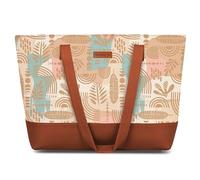 The Purple Tree Handcrafted Women's Tote Bag with Vegan Leather Handles & Indian Prints, Shoulder Tote Bag and Handbag for Office and College (Pack of 1), Boho Print, One Size