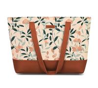 The Purple Tree Handcrafted Women's Tote Bag with Vegan Leather Handles & Indian Prints, Shoulder Tote Bag and Handbag for Office and College (Pack of 1), Leafy Print, One Size