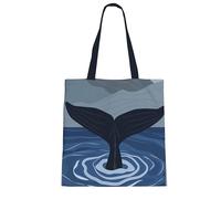 The Purple Tree Ocean Theme Tote Bags For Women, Ecofriendly Cotton Tote Bags, Womens Tote Bag, Eco Friendly Tote Bag, Underwater Turtle Tote Bag, Gifts For Women, Whale Fin, S, Tote Bag