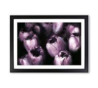 The Purple Tulips in Abstract Framed Print | A2 Black Framed Wall Art | Ready to Hang | Abstract Fantasy Picture | Living Room Bedroom Lounge Office