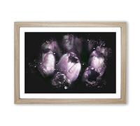 The Purple Tulips Paint Splash Framed Print | A2 Oak Framed Wall Art | Ready to Hang | Modern Nature Picture | Living Room Bedroom Lounge Office