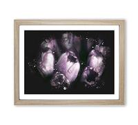 The Purple Tulips Paint Splash Modern Art Framed Print | A2 Oak Framed Wall Art | Ready to Hang | Modern Nature Picture | Living Room Bedroom Lounge Office