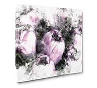 The Purple Tulips Watercolour Canvas Print | Gallery Wrapped 30mm Frame Wall Art | 14x14 inches | Ready to Hang | Modern Floral Picture | Living Room Bedroom Lounge Office