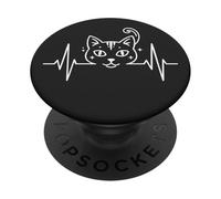 The Purr-fect Heartbeat Devoted Cat Parent Life Kitty PopSockets Adhesive PopGrip