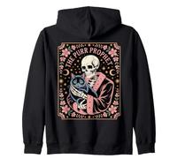 The Purr Prophet Gothic Skeleton Cat Mystic Occult Zip Hoodie