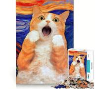 The Purrfect Scream Jigsaw Puzzles 1000 Pieces for Adults Memory Boost Warm Time Image Assembly Fine Art Piece (38x52cm)