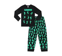 The Pyjama Factory Brand Emote Legend Dance Gaming All Over Gaming Black Green Cotton Long Pyjamas (11-12 Years)