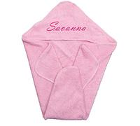 The Pyjama Party Baby Boy Girl Personalised Hooded Bath Towel Bathing Wrap 75 x75 (Pink Towel Name Only)