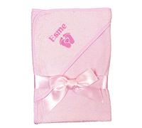 The Pyjama Party Baby Boy Girl Personalised Hooded Bath Towel Bathing Wrap White 75 x75 (Baby Feet Pink Towel)