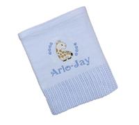 The Pyjama Party Personalised Baby Cellular Blanket with Embroidered Animal Motif 110cm x 70cm 100% Cotton Ideal Baby Gift