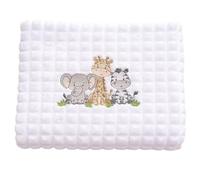 The Pyjama Party Personalised Safari Baby Blanket - Soft Embroidered Newborn Gift 75cm x 100cm (White)