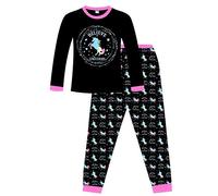 The PyjamaFactory Believe in Unicorns Long Girls Rainbow Star Cotton Pyjamas, Pink, 13-14 Years