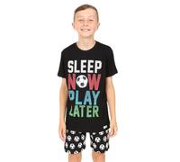 The PyjamaFactory Sleep now Play Later Football Short Cotton Pyjamas (13-14 Years) Black