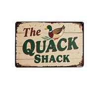 The Quack Shack - Rustic Duck & Chicken Coop Metal Sign, 12x8 Inch - Farmhouse Decor, Vintage Waterfowl Wall Art for Home, Bar, or Pub - Durable Tin Name Plate