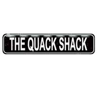 The Quack Shack Sign - Duck Waterfowl Chicken Coop Rustic Street Sign or Door Name Plate Plaque Home Pub Bar Wall Decor Retro Black Metal Tin Sign 16 X 4 Inch