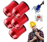 The Quantum Grip Strong Magnetic Screw Rings, 5Pcs 1/4 Inch/6.35mm Universal Magnetic Screw Ring Head, Screwdriver Head Ring for Home Improvement, Furniture Assembly (Red)