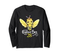 The Queen Bee is 28 Honeybee Hive 28th Birthday Women Long Sleeve T-Shirt