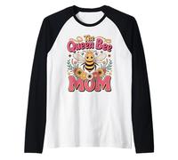 The Queen Bee Mom Honey Bee Beekeeper Mother Raglan Baseball Tee