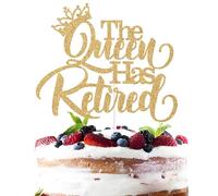 The Queen Has Retired Cake Topper, I'm Retired, Officially Retired, Happy Retiredment Party Decorations Gold Glitter