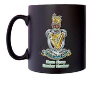 The Queen’s Royal Hussars Mug with Personalise Option Image of Military Emblem Flag Crest Insignia MOD Official Product Coffee Tea 10oz Black Satin Klassek Gift Present