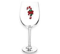 THE QUEENS' JEWELS Candy Cane Limited Edition Jeweled Stemmed Wine Glass - Unique Gift for Women, Birthday, Cute, Fun, Not Painted, Decorated, Bling, Bedazzled, Rhinestone