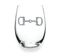 THE QUEENS' JEWELS Horse Bit Jeweled Stemless Wine Glass, 21 oz. - Unique Gift for Women, Birthday, Cute, Fun, Not Painted, Decorated, Bling, Bedazzled, Rhinestone