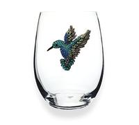 THE QUEENS' JEWELS Hummingbird Jeweled Stemless Wine Glass, 21 oz. - Unique Gift for Women, Birthday, Cute, Fun, Not Painted, Decorated, Bling, Bedazzled, Rhinestone