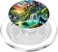 The Quest Fantasy Castle and Dragon Artwork PopSockets PopGrip for MagSafe