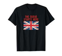 The queue starts here British flag T-Shirt