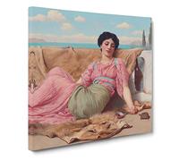 The Quiet Pet by John William Godward Canvas Print | Gallery Wrapped 30mm Frame Wall Art | 14x14 inches | Ready to Hang | Modern Picture | Living Room Bedroom Lounge Office