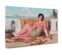 The Quiet Pet By John William Godward Canvas Print | Gallery Wrapped 30mm Frame Wall Art | 24x16 inches | Ready to Hang | Classic Picture | Living Room Bedroom Lounge Office