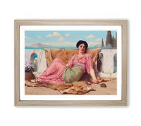 The Quiet Pet By John William Godward Classic Painting Framed Print | A4 Oak Framed Wall Art | Ready to Hang | Classic Historical Picture | Living Room Bedroom Lounge Office