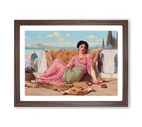 The Quiet Pet By John William Godward Classic Painting Framed Print | A4 Walnut Framed Wall Art | Ready to Hang | Classic Historical Picture | Living Room Bedroom Lounge Office