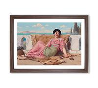 The Quiet Pet by John William Godward Framed Print | A2 Walnut Framed Wall Art | Ready to Hang | Modern Nature Picture | Living Room Bedroom Lounge Office