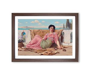 The Quiet Pet by John William Godward Framed Print | A2 Walnut Framed Wall Art | Ready to Hang | Modern Nature Picture | Living Room Bedroom Lounge Office