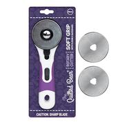 The Quilted Bear 60mm Rotary Cutter & Blades - Ergonomic Soft Grip Rotary Cutter for Fabric with 2 Sharp Cutting Blades & Easy Blade Replace System for Quilting & Sewing Supplies (60mm)