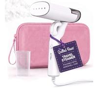 The Quilted Bear Folding 2-in-1 Travel Steamer and Iron, Pink Carry Case | Lightweight Fabric & Clothes Steamer, Ready in 25 Seconds, Hardshell Storage, 100ml Anti-Drip Water Tank, 1200W, 1.9m cable