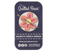 The Quilted Bear Magnetic Needle Minders - Enamel Needle Keeper for Sewing, Embroidery & Cross Stitch Accessories | Secure Holder for Sewing Pins & Needles (Pink Flower)