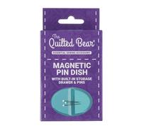 The Quilted Bear Magnetic Pin Dish - Magnetic Pin Cushion with 25 Pearl-Headed Sewing Pins & a Handy Plastic Drawer for Dressmaking Pins & Sewing Accessories (Turquoise)