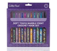 The Quilted Bear Marble Crochet Hook Set - 12 Premium Soft Grip Crochet Hooks with Ergonomic Polymer Clay Handles for Comfortable & Effortless Crocheting (2mm-8mm)