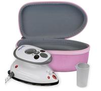 The Quilted Bear Mini Iron - Lightweight Mini Travel Iron with Steam Function, Ceramic Sole Base Plate & Temperature Gauge for Quilting, Craft & Travel (Pink Case)