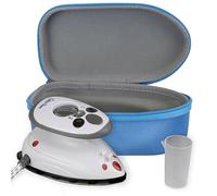 The Quilted Bear Mini Steam Iron - Travel Iron Steam Mini for Effortless Quilting, Crafting, and Wrinkle-Free Clothing - Compact Holiday & Travel Essentials with Hardshell Case (Blue)