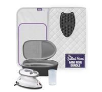 The Quilted Bear Premium Mini Steam Iron Bundle - Steam Travel Iron Mini with Ironing Mat, Hard Case and Rest for Effortless Quilting and Wrinkle-Free Clothing - Holiday & Travel Essentials (Black)