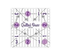 The Quilted Bear Quilting Rulers - Transparent Acrylic Non Slip Quilting, Patchwork & Sewing Ruler with Clear Black Lines & 30, 45 & 60 Degree Angles for Perfect Accuracy & Precision (3.5" x 3.5")