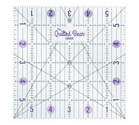 The Quilted Bear Quilting Rulers - Transparent Acrylic Non-Slip Quilting & Sewing Ruler with Precise Black Lines & 30, 45 & 60 Degree Angles - Essential Tool for Perfect Sewing Results (6" x 6")